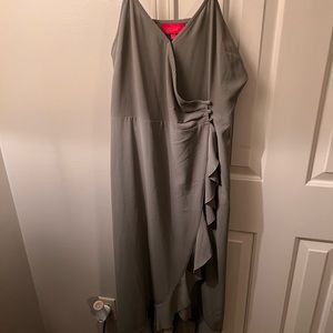 Green ruffle wrap dress